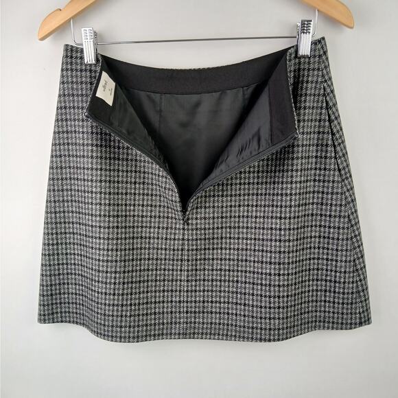 Wilfred SZ 10 Wool Cashmere Blend Houndstooth Mini Skirt Gray Black - Picture 4 of 5